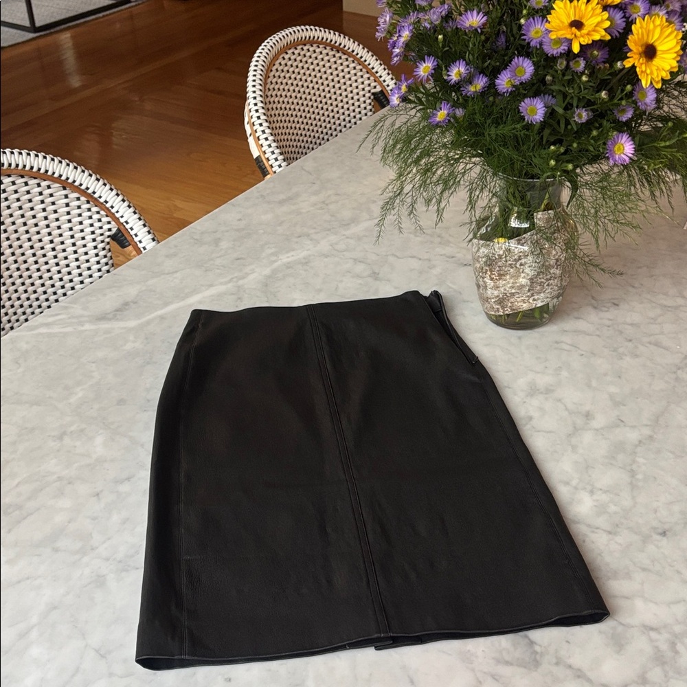 Theory leather black pencil skirt, 0